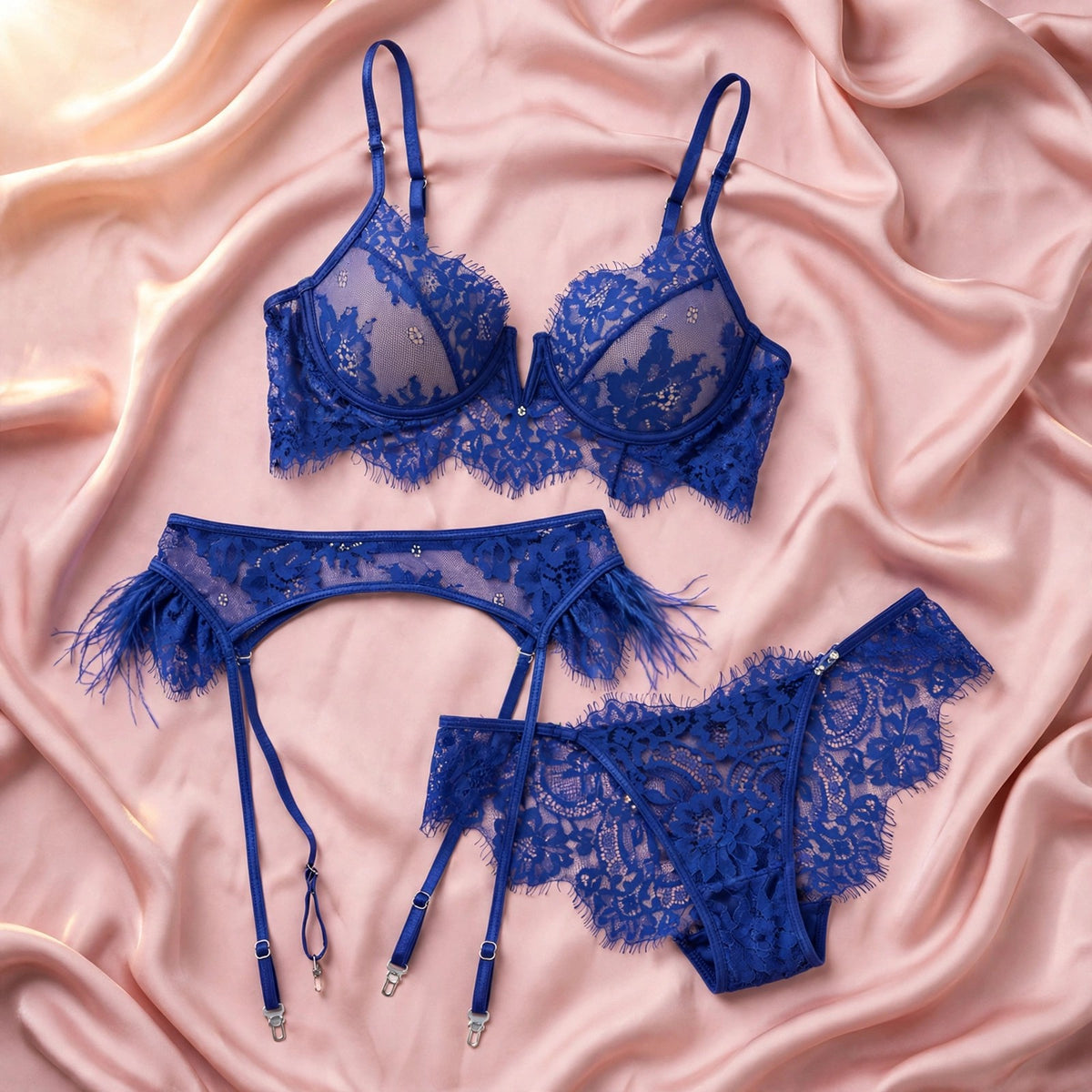 Mapale Lace Garter Set — satin view