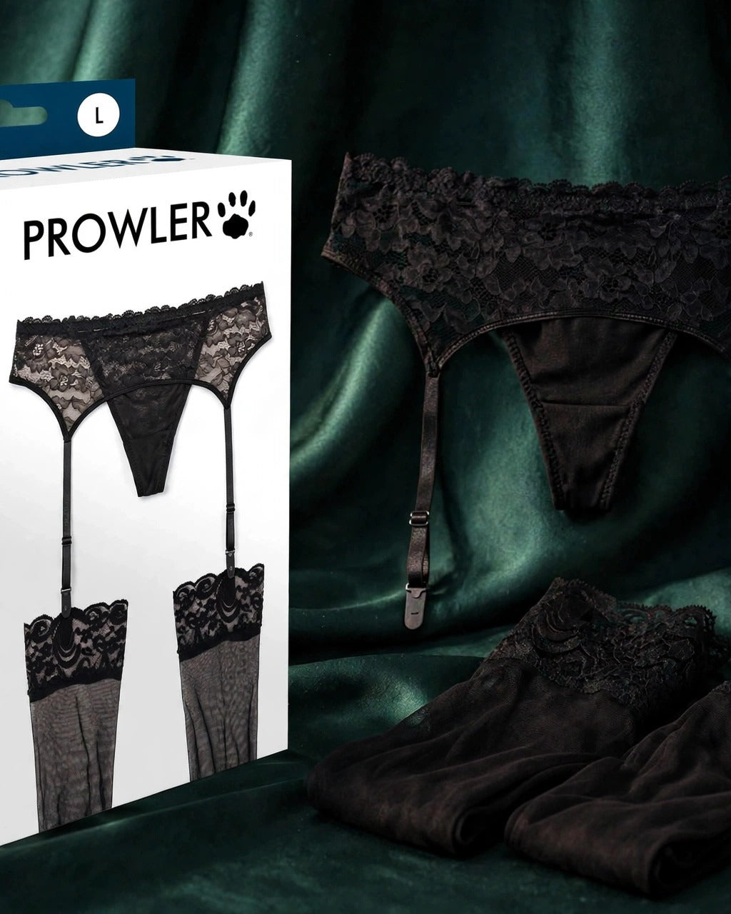 Conjunto de liguero de encaje Prowler · L